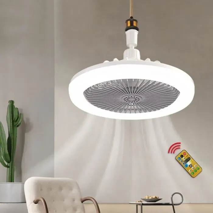 Ventilateur de plafond LED avec lumières - TRAHOO - 30W - 3 couleurs dimmable - télécommande