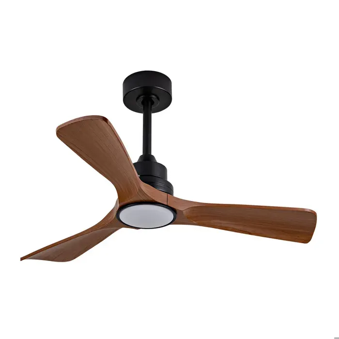 Ventilateur de plafond LED avec moteur DC réversible. pales en ABS. noir et noyer foncé