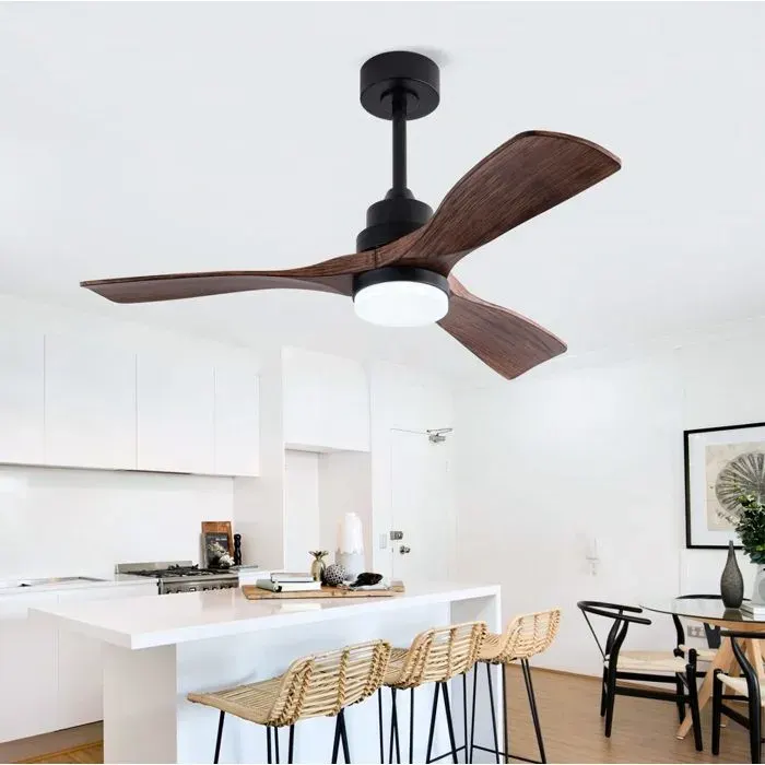 ventilateur de plafond LED avec télécommande 42 pouces 3 pales noir noyer moteur DC silencieux fonction mémoire ORVRYN