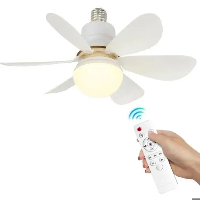 Ventilateur de plafond LED avec télécommande Ventilateur avec lumière 2400lm 3 niveaux de réglage 30 W blanc