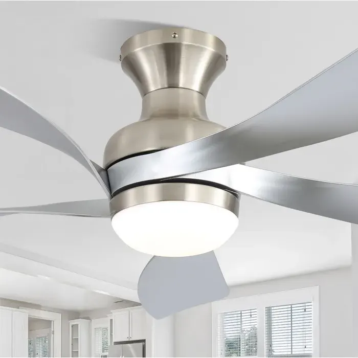 Ventilateur de plafond LED dimmable AESVAR 132 cm télécommande 5 pales moteur DC silencieux gris