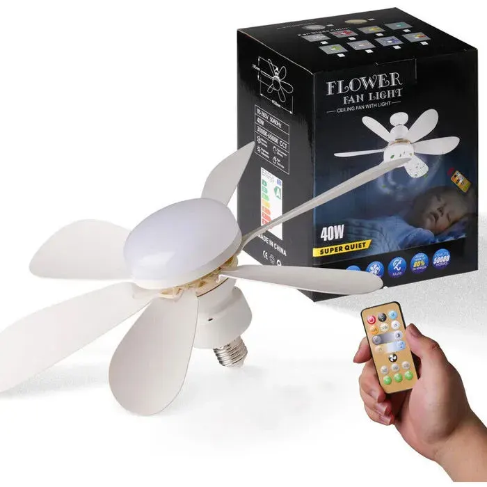 Ventilateur de plafond LED E27 40 W Avec télécommande idéal pour salon et bureau