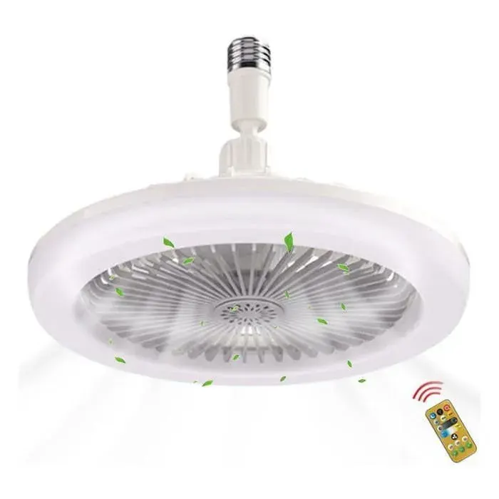 Ventilateur de Plafond LED E27 avec Télécommande 3 Vitesses Réversible Éclairage Dimmable Minuterie Silencieux