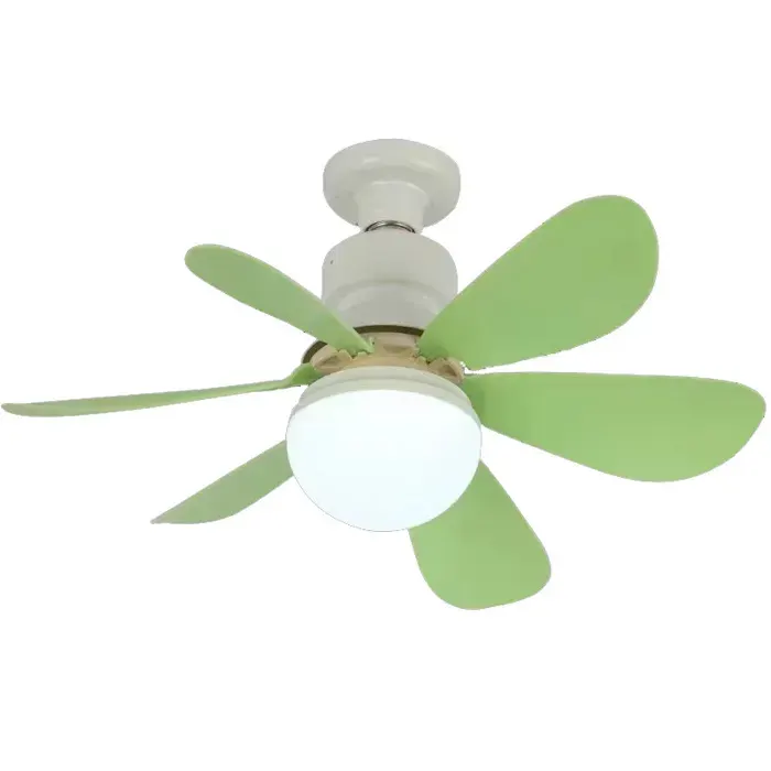 Ventilateur de Plafond LED E27 avec Télécommande 40W Dimmable 6 Pales 3 Vitesses Silencieux pour Salon Chambre Vert