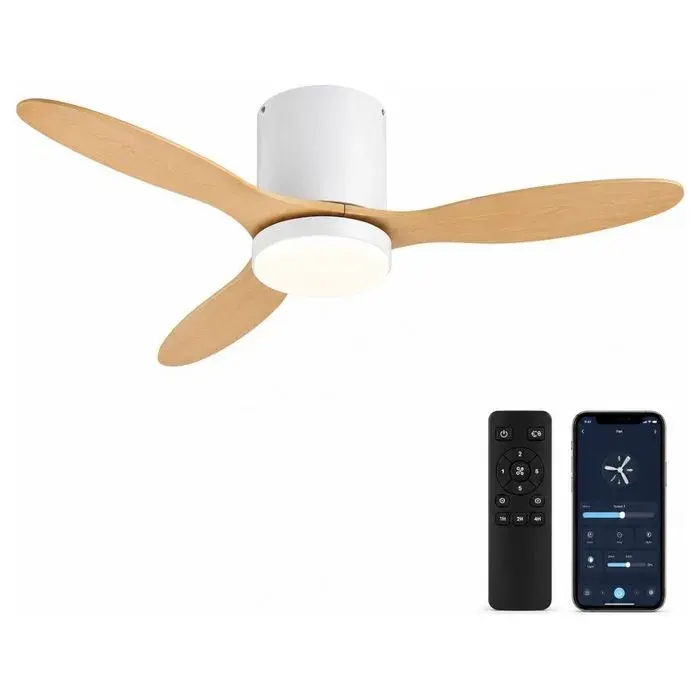 Ventilateur de plafond LED - Moteur DC silencieux Éclairage dimmable 3 couleurs - Salon chambre bureau