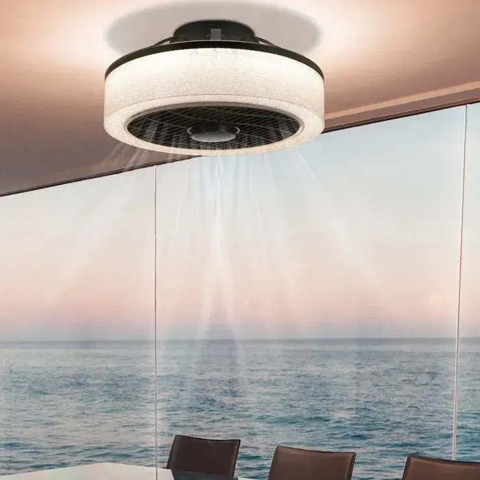 Ventilateur de plafond LED - NETTLIFE - 395 cm - Noir - Télécommande - Intensité variable