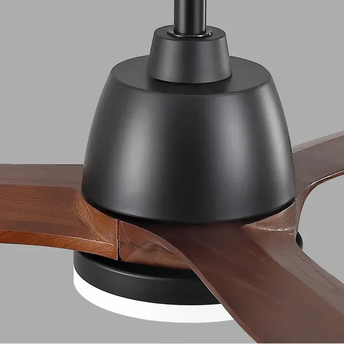 Ventilateur de Plafond LED Réversible 3 Pales Bois Massif Moteur DC Noir et Noyer Foncé - UVRION 914 cm