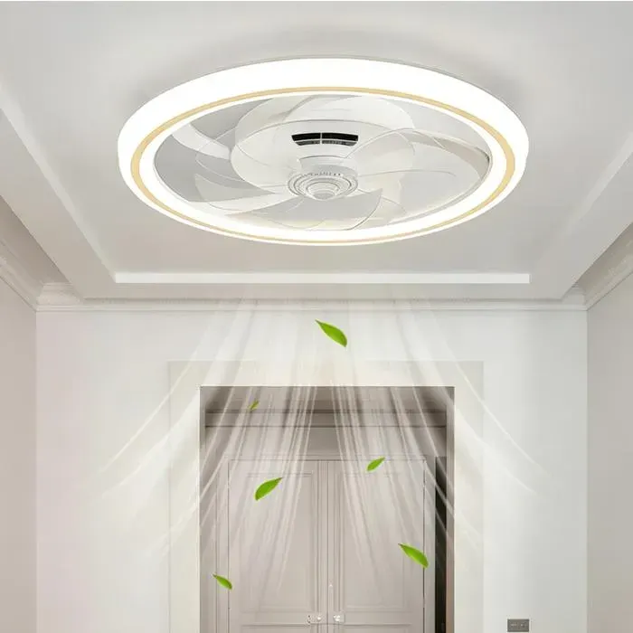 Ventilateur de plafond LED simple Petit ventilateur de plafond encastré avec lumière et commande par télécommande/application