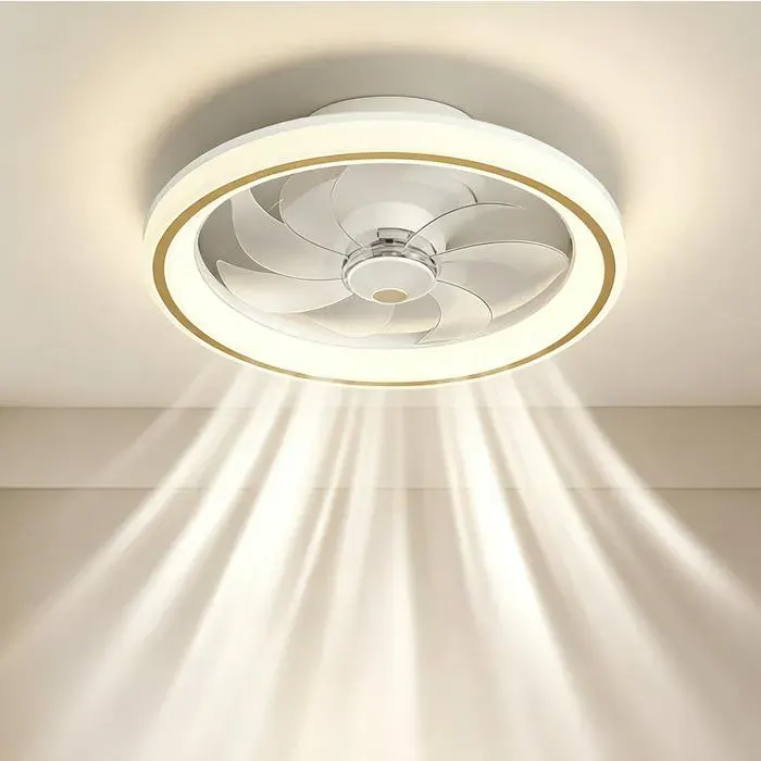 Ventilateur de plafond LED simple télécommande gradation infinie vitesse du vent à 6 niveaux salon et chambre
