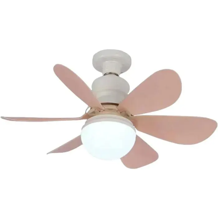 Ventilateur de Plafond LED Télécommande – 3 Vitesses 3 Couleurs Dimmable – pour Appareil Chambre Salon – rose clair