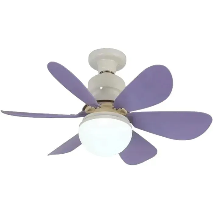 Ventilateur de Plafond LED Télécommande – 3 Vitesses 3 Couleurs Dimmable – pour Appareil Chambre Salon – Violet