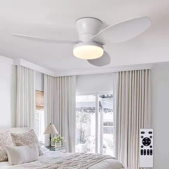 Ventilateur De Plafond LED Tricolore Pour Chambre Et Salon Style Scandinave Moderne Lumière Réglable