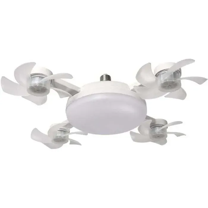 Ventilateur de plafond LED - ZOR® - Télécommande - Dimmable - Quatre têtes - 50 cm - Blanc - Lumière tricolore
