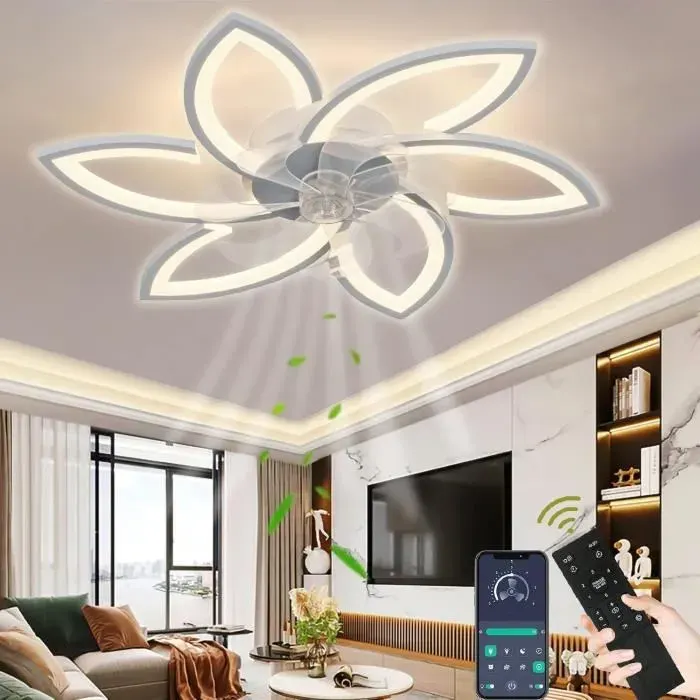 Ventilateur de Plafond - LPNOVE - Modèle Fleur - Éclairage LED - Télécommande - 6 Vitesses