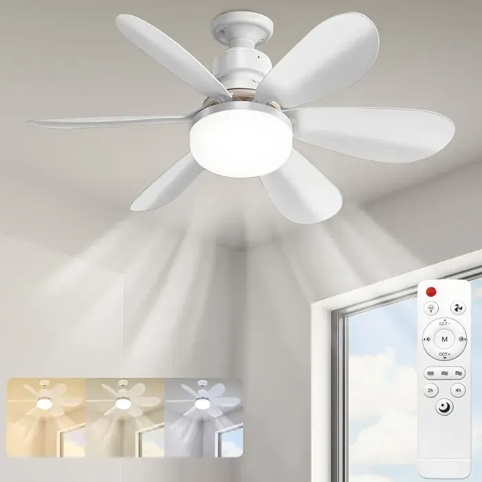 Ventilateur de plafond lumineux de 2047 pouces avec télécommande éclairage LED de 40 W gradation à 3 couleurs interface E27.