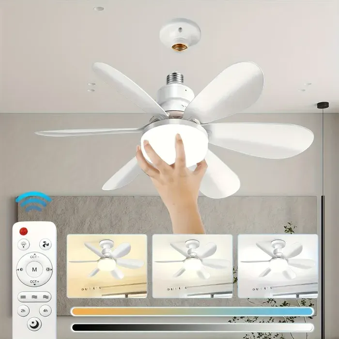 Ventilateur de plafond lumineux de 205 pouces avec télécommande douille E27.