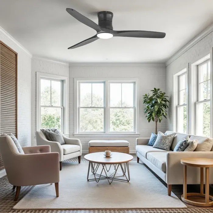 Ventilateur de plafond - MINIMAL - 132 cm plat - Moteur DC silencieux - Éclairage LED intégré - 3 pales bois massif