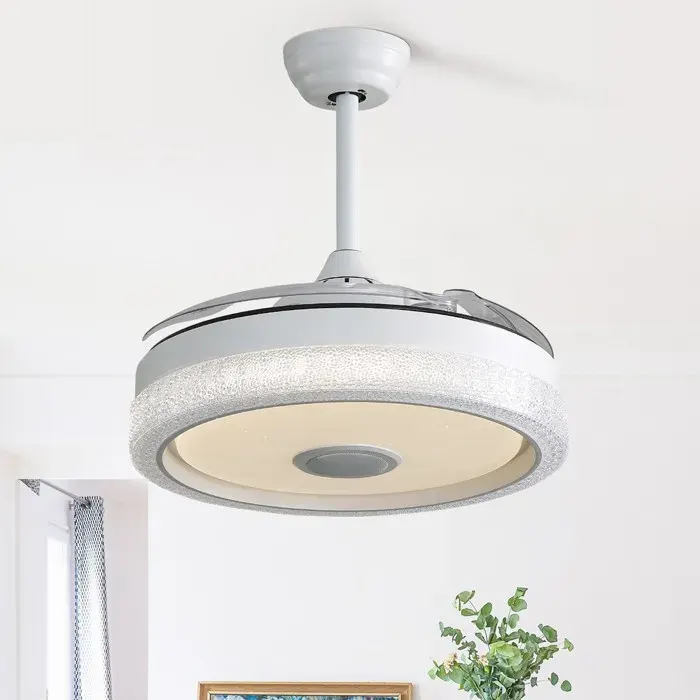 Ventilateur de plafond - MINIMAL - 42 pouces - 3 pales ABS - LED 32W multicolore - Moteur DC réversible — coloris Blanc