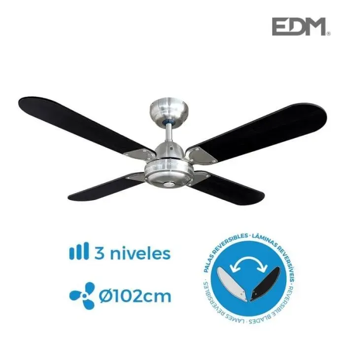 Ventilateur de plafond modèle Baléares noir / chrome 50w ø pales 102 cm edm EDM 33813