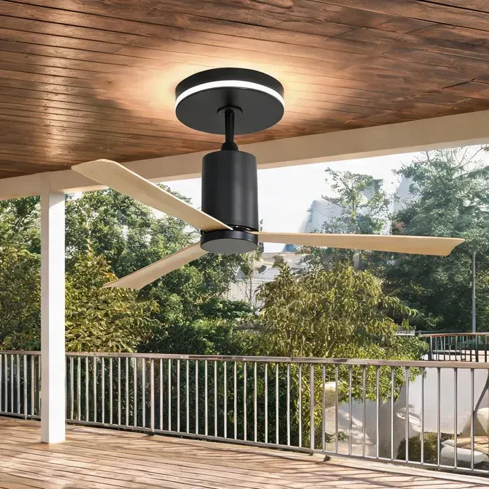 Ventilateur de plafond moderne 132 cm ABS nickel brossé éclairage LED télécommande 6 vitesses minuterie silencieux 35 dB
