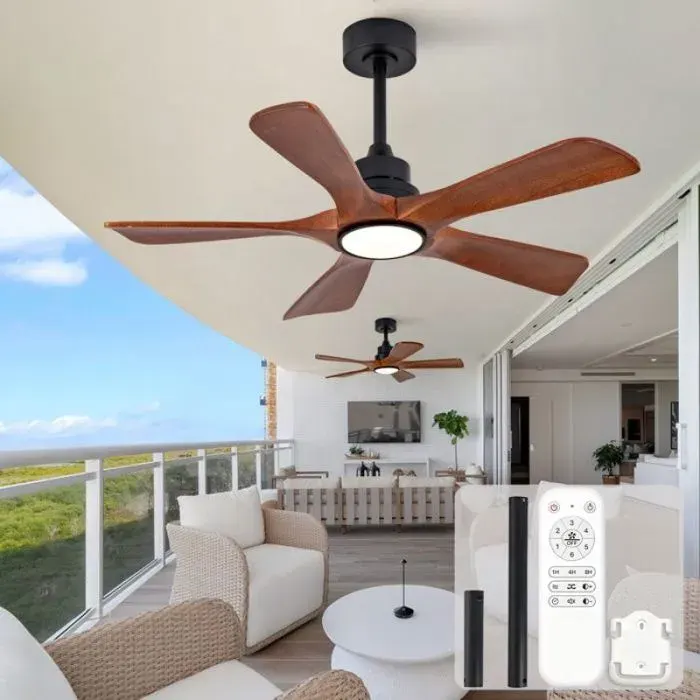 Ventilateur de plafond moderne à 5 pales avec éclairage et télécommande 6 vitesses réglables 3 températur VENTILATEUR DE PLAFOND