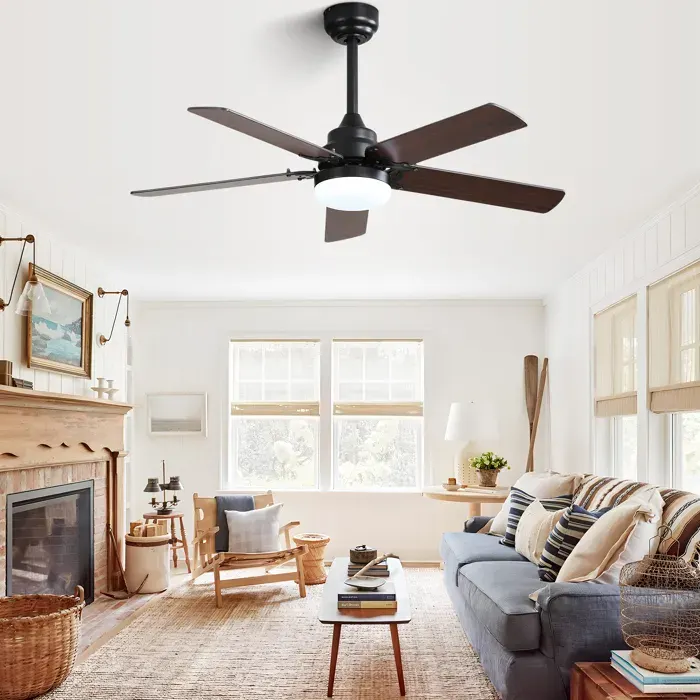 Ventilateur de plafond moderne à pales bicolores avec LED télécommande moteur à courant continu silencieux diamètre 106 cm