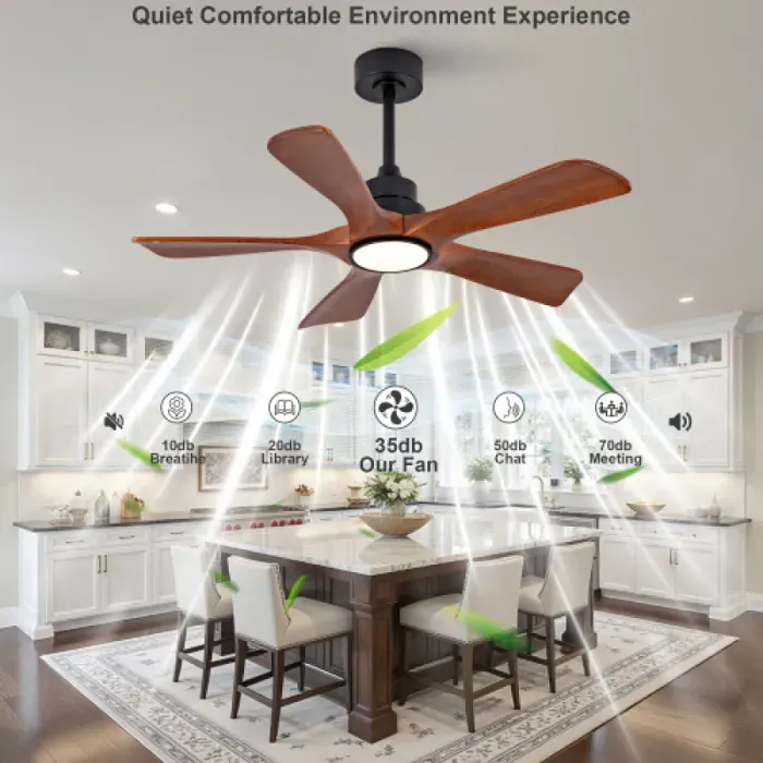 Ventilateur de plafond moderne de 42 pouces 5 ventilateurs avec éclairage et télécommande 6 vitesses avec fonction PORTE EPONGE