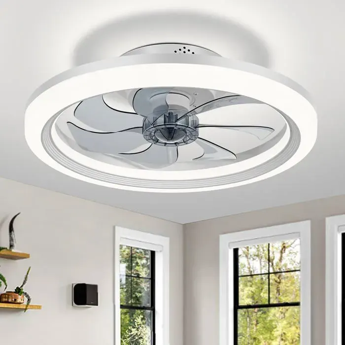 Ventilateur de plafond moderne de 50 cm avec lumière et télécmande Lustre Ventilateur de Plafond 6 Vitesses VENTILATEUR DE PLAFOND