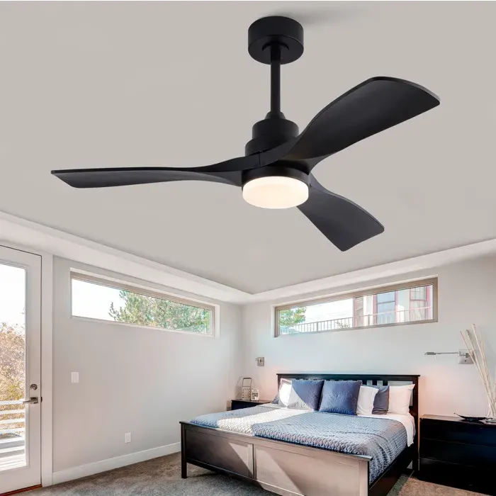 Ventilateur de plafond noir 107 x 107 x 40 cm avec LED 20 W télécommande 6 vitesses moteur DC réversible