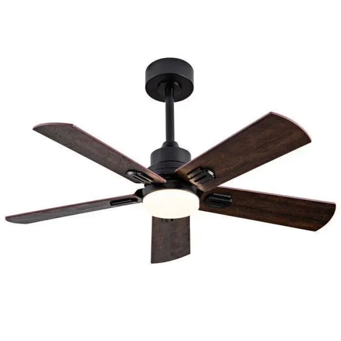 Ventilateur de plafond noir 42 pouces avec lumière télécommande 6 vitesses pales réversibles en métal et VENTILATEUR DE PLAFOND