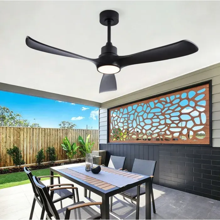 Ventilateur de plafond noir 52 pouces avec lumière télécommande moteur DC