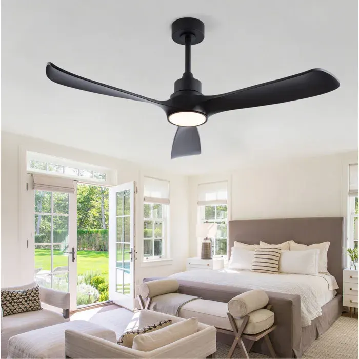 Ventilateur de plafond noir 93 x 19 x 195 cm luminaire télécommande moteur DC réversible 6 vitesses