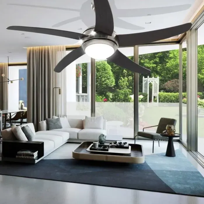 Ventilateur de plafond orné avec lampe 128 cm Marron -VQU