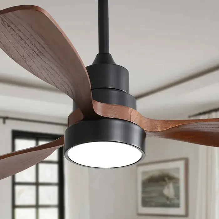 Ventilateur de plafond - PAGE LIVING - 48 pouces 3 pales - Bois massif - Télécommande - Moteur DC réversible