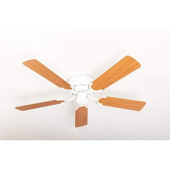 Ventilateur de plafond - PEPEO - Kisa Deluxe - Extra plat 19 cm - Diamètre 105 cm - Ailes réversibles blanc/érable
