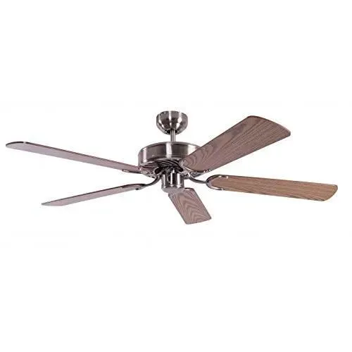 Ventilateur de plafond Pepeo Potkuri - argent patiné - pâles réversibles chêne/osier - 132 cm