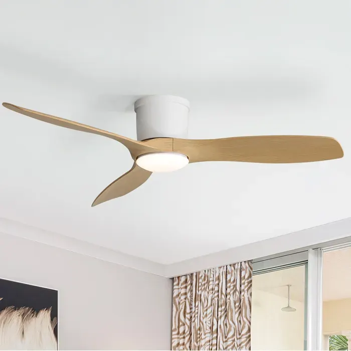 ventilateur de plafond plafond lumineux réversible silencieux 52 pouces moteur DC télécommande blanc ABS ORVRYN