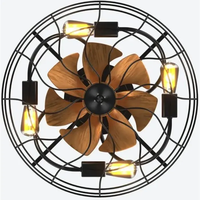 Ventilateur de plafond plat industriel 20 7 pales éclairage incorporé commande à distance pour installation intérieure