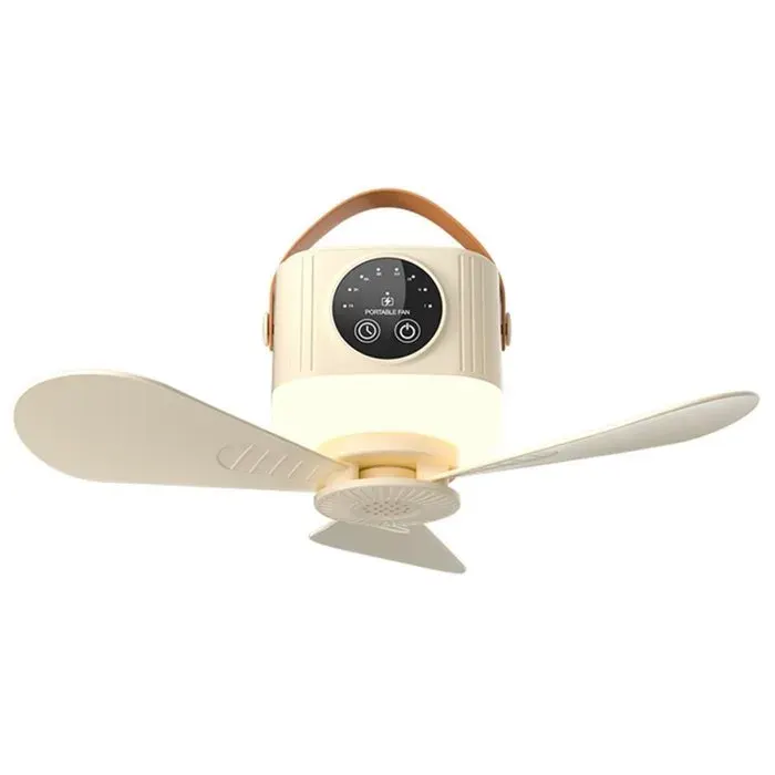 Ventilateur de Plafond Portable Rechargeable 7200mAh avec Lumière Ventilateur Suspendu Sans Fil USB pour Lit de Dortoir Étudiant