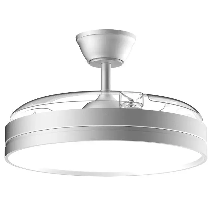 Ventilateur de plafond rétractable 106 cm avec éclairage LED intégré - moteur DC silencieux 6 vitesses réversible 250 tr/min