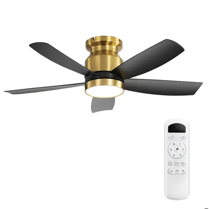 Ventilateur de plafond réversible - LED dimmable et télécommande - noir et doré