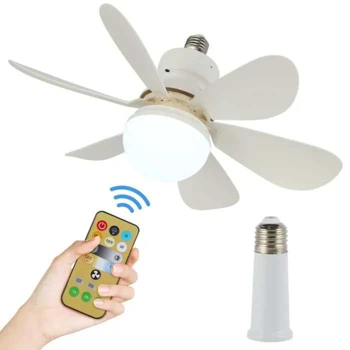 Ventilateur de plafond - ROLEADER - E27 Dimmable - 40W - 3 vitesses - Blanc chaud