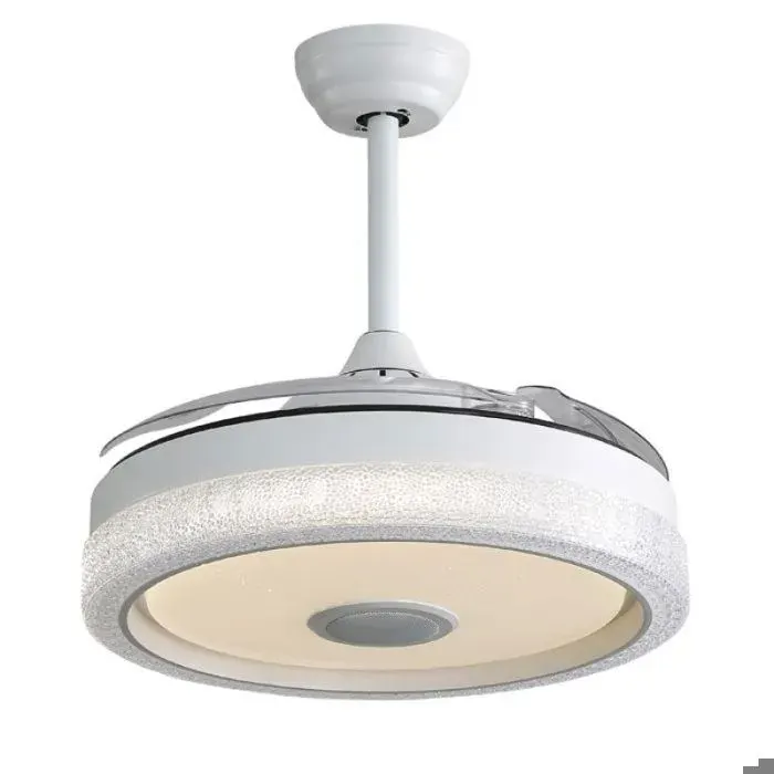 Ventilateur de plafond - ROLIPO - LED 32W RGB - Moteur DC silencieux - 3 pales rétractables ! blanc VENTILATEUR DE PLAFOND