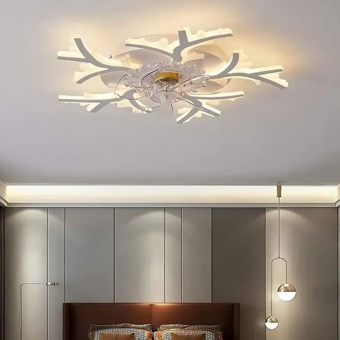 Ventilateur de Plafond - RUMOCOVO - D12 - LED Dimmable - Télécommande APP - Blanc