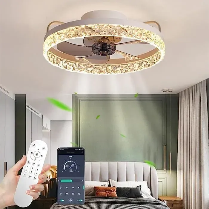 Ventilateur de plafond - RUMOCOVO - Modèle T58 - 30W Dimmable - Télécommande - 3 Températures de Couleur