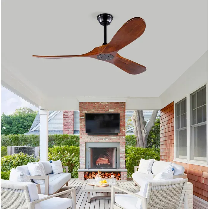 Ventilateur de Plafond sans Éclairage 3 Pales en Bois Moteur DC Réversible Silencieux Télécommande - UVRION 1321 cm