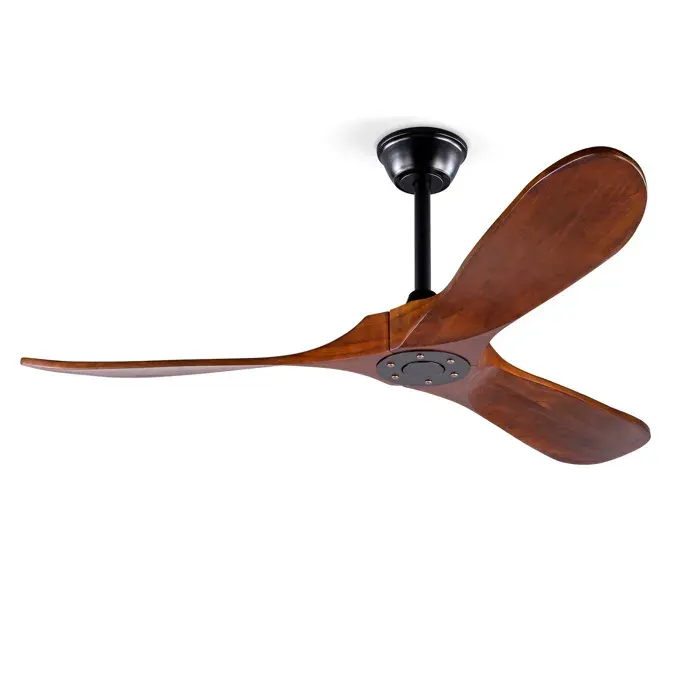 Ventilateur de plafond sans éclairage avec télécommande moteur DC réversible 6 vitesses bois noyer foncé