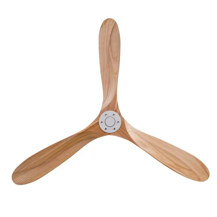 Ventilateur de plafond sans lumière 152 x 152 x 32 cm bois naturel moteur DC silencieux télécommande 6 vitesses TYNQER