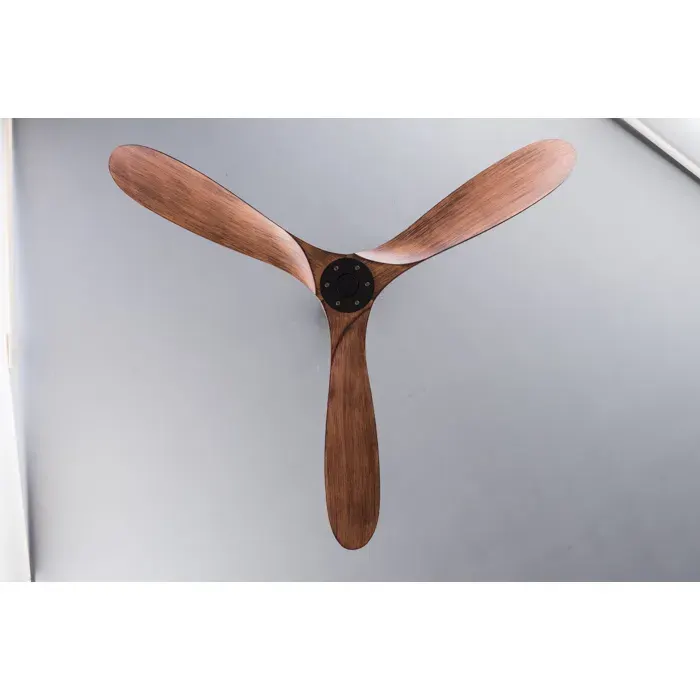 Ventilateur de Plafond Sans Lumière 6 Vitesses Réversible Silencieux - TCQPZ - en ABS Noir et Noyer Foncé 132 cm