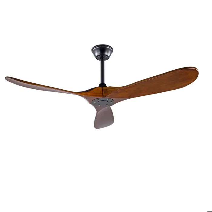 Ventilateur de plafond sans lumière bois et métal. moteur DC réversible silencieux. télécommande. noir noyer